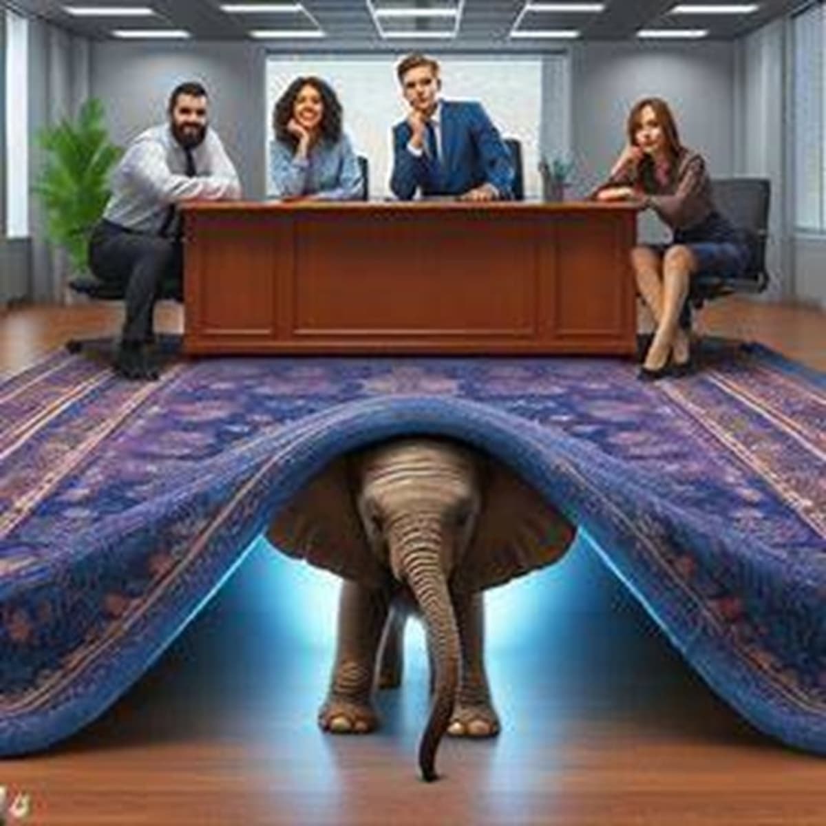 Employees collaborating in an office workspace